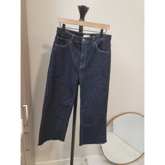 Oliver Logan Denim - Oliver Logan Crosby Relaxed Taper Jeans Womens 33 Raw Hem Cropped Denim Blue